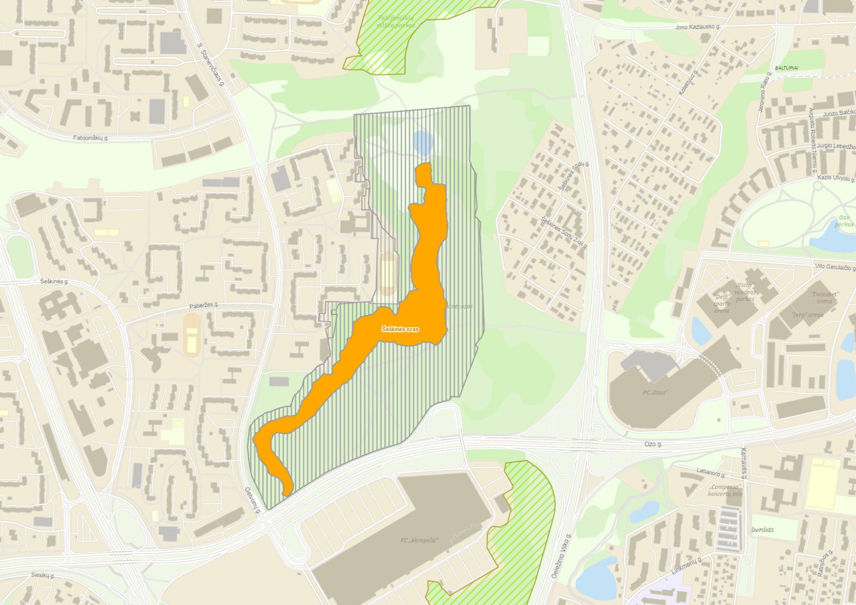 Šeškinės ozo žemėlapis